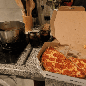 Jantar depois da primeira tentativa de cozinhar